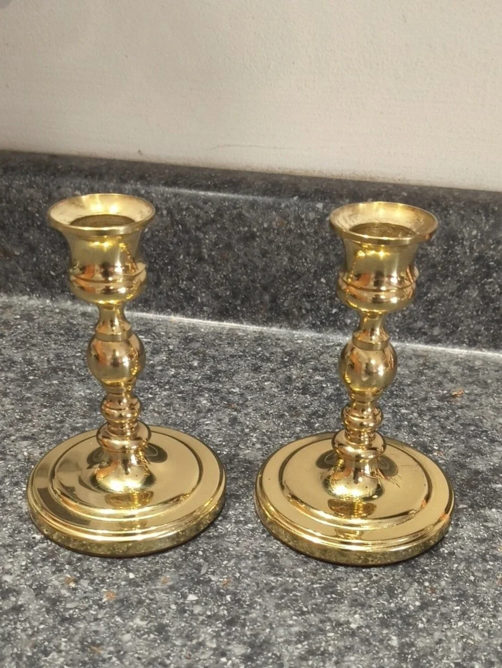 baldwin Polished Gold Brass Candlestick Pair